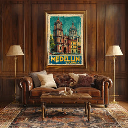 Medellín, Colombia Vintage Travel Poster
