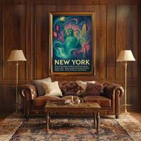 New York Landmarks City Skyline Poster Vintage Wall Art