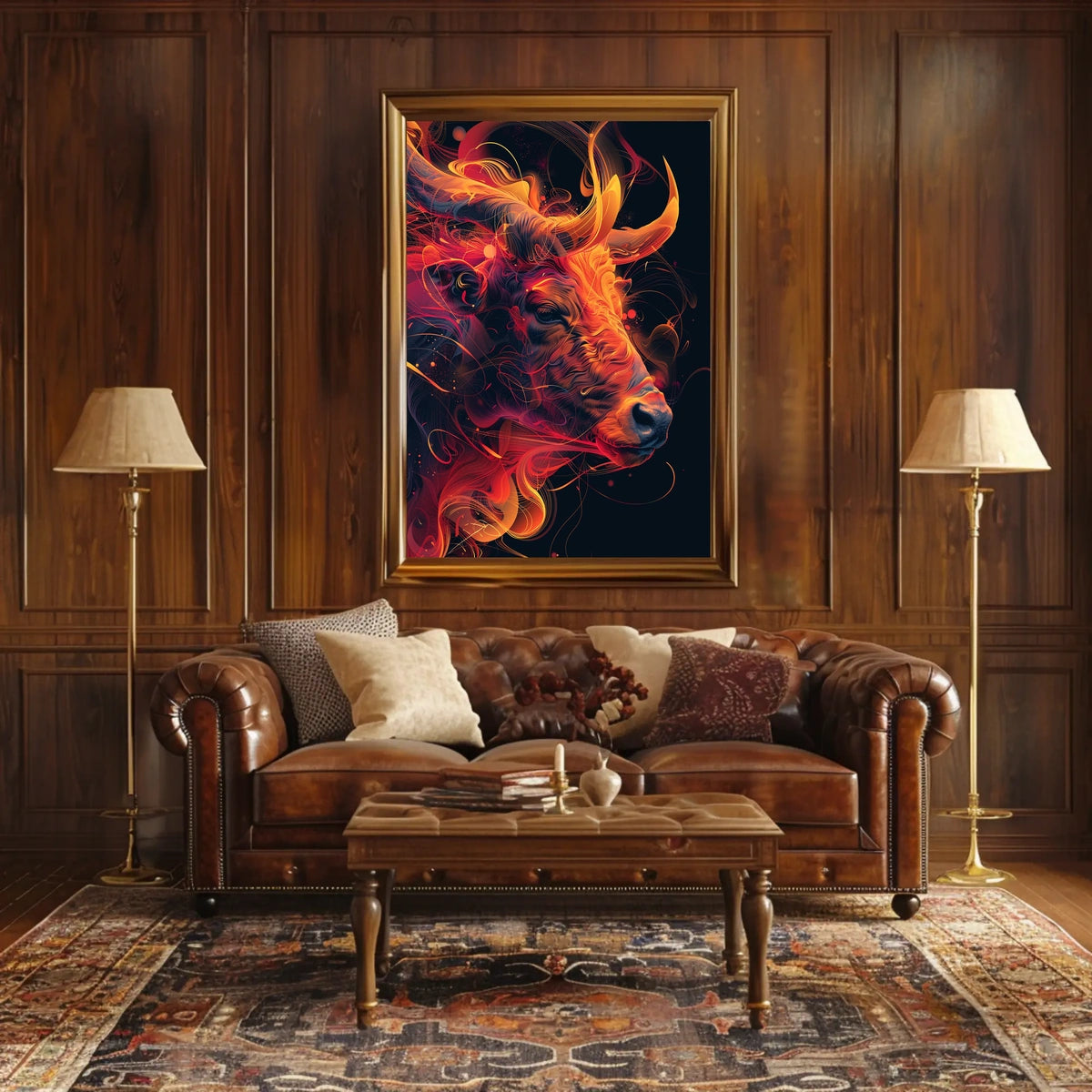Fiery Bull Abstraction Abstract Poster