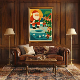 Santa's Whimsical Christmas Fishing Adventure Poster