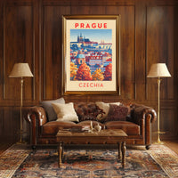 Stylized Historic Architecture of Prague Travel Poster
