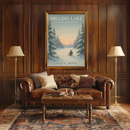 Tranquil Snowy Scene at Higgins Lake Artistic Poster