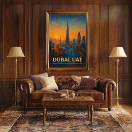 Dubai Skyline Poster: Tradition Meets Modernity at Sunset