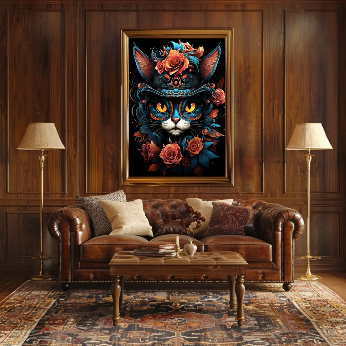 Whimsical Cat Art in Fantasy or Mythology Poster