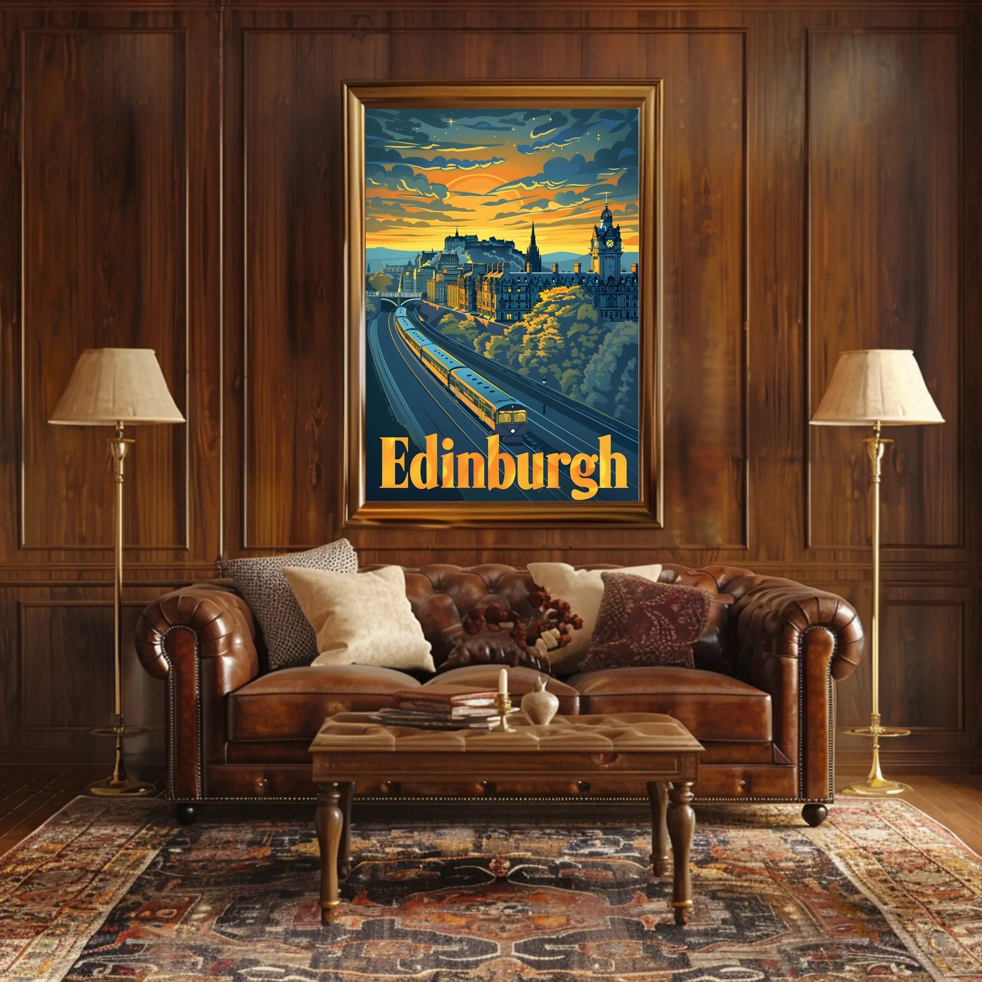 Edinburgh Icons Panorama Travel Poster