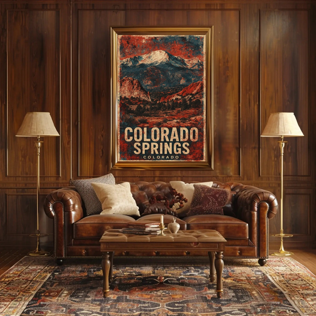 Colorado Springs Vintage Travel Retro 80s Scenic Rocky Mountain Landscape Aesthetic Poster