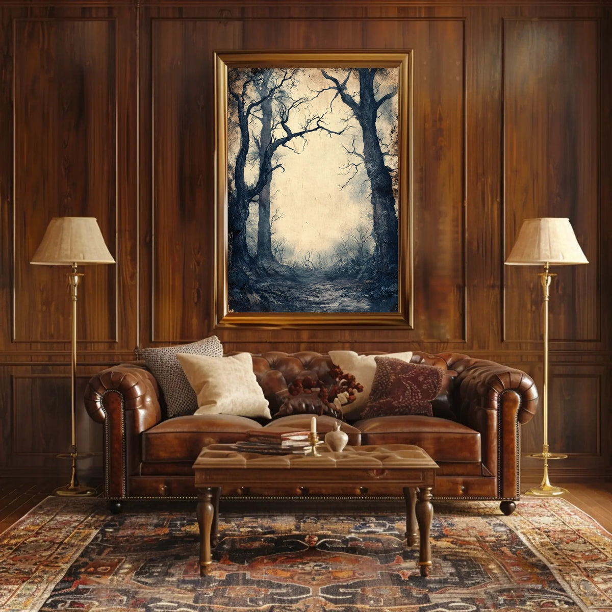 Haunting Pathway Forest Scene: Abstract Artistic Poster