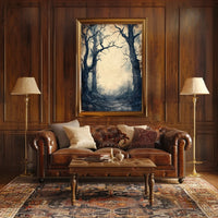 Haunting Pathway Forest Scene: Abstract Artistic Poster