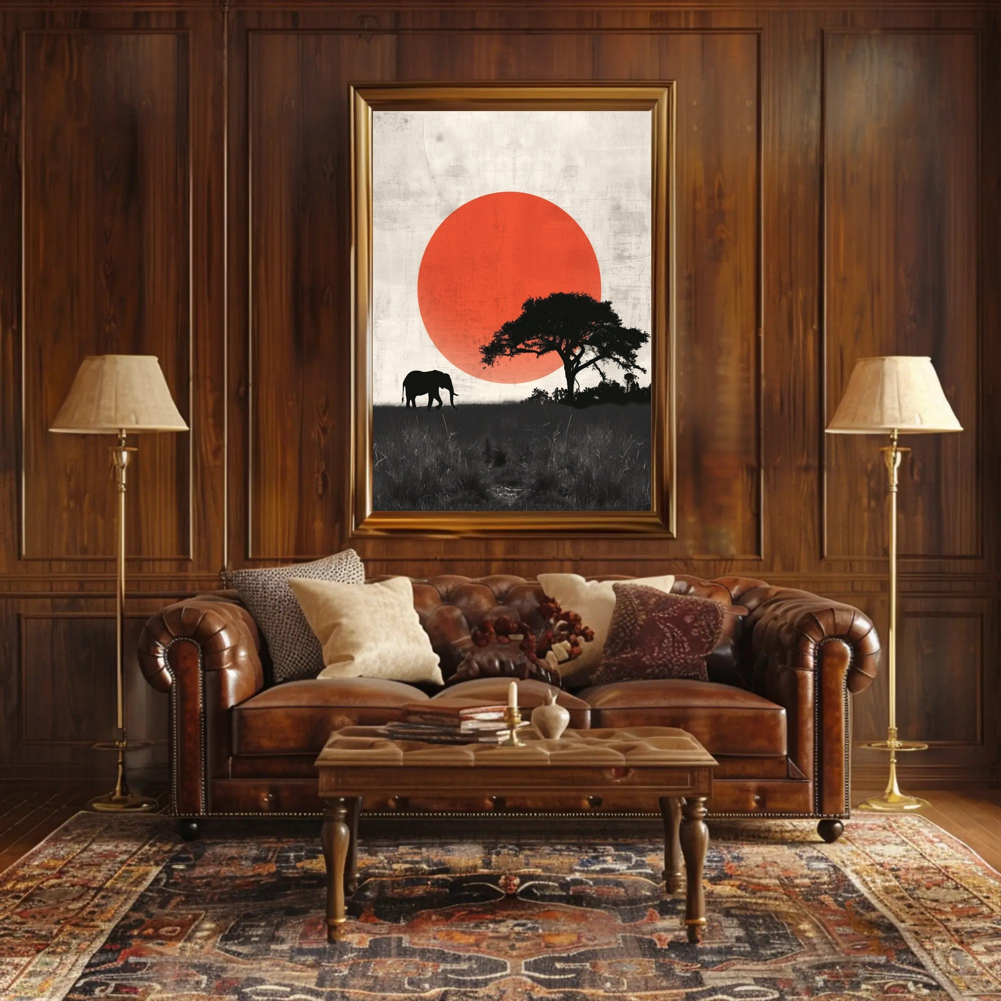 Serengeti Silhouette Poster Minimalist Sunset Print