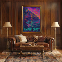 Amalfi Coast Vibrant Seascape Poster Turquoise Waters