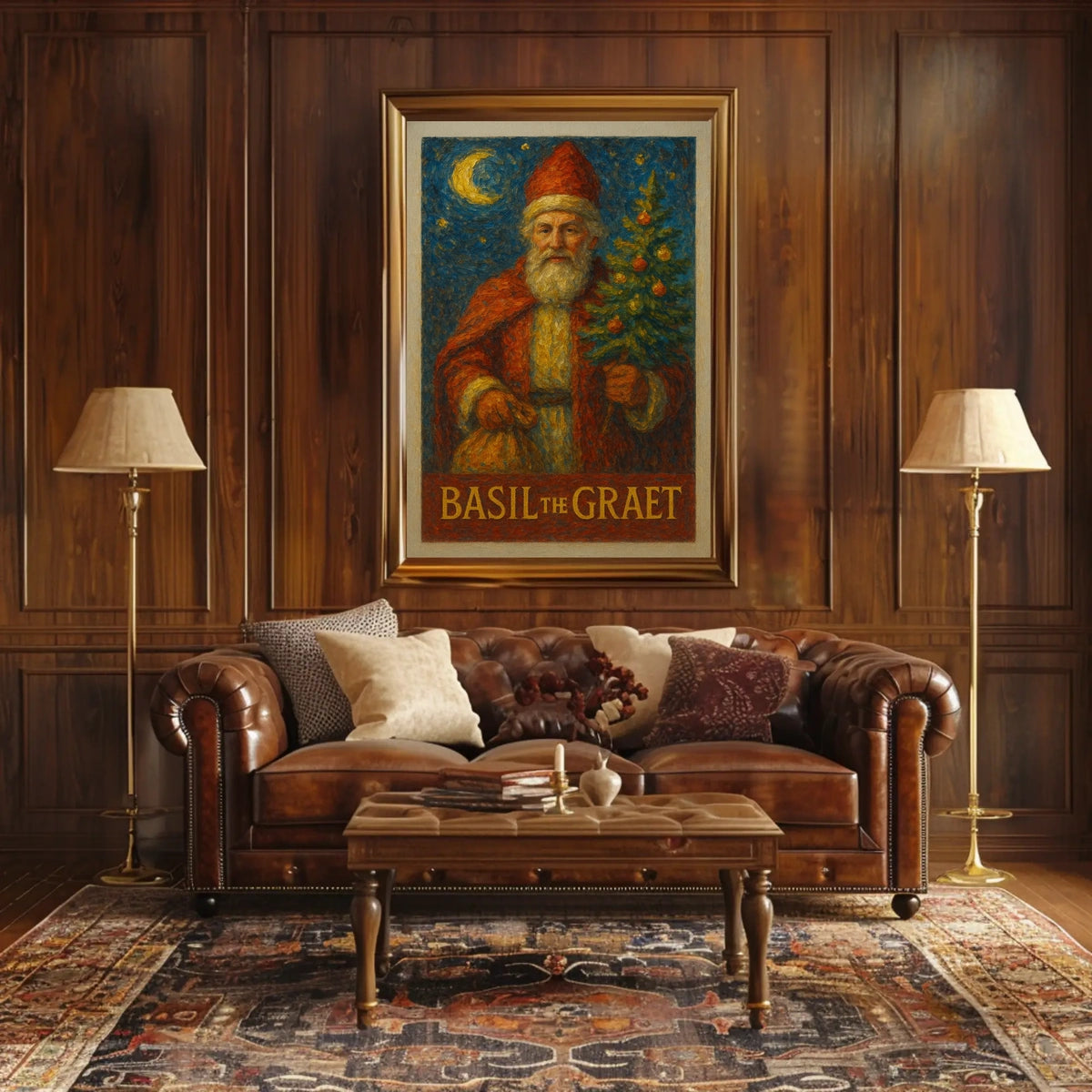 Enchanting Santa with Christmas Tree Heritage Poster