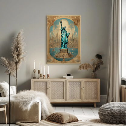 Statue Of Liberty New York Vintage Travel Poster