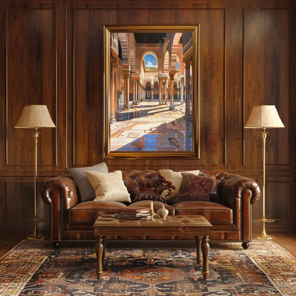 Ornate Moorish Architecture Poster: Alhambra-Inspired Art Print