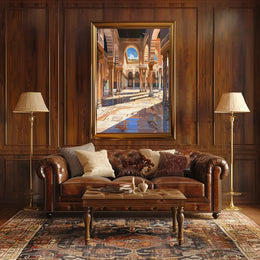 Ornate Moorish Architecture Poster: Alhambra-Inspired Art Print
