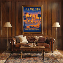 City of Dreams: Los Angeles Vintage Travel Poster