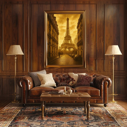 Parisian Romance: Vintage Eiffel Tower Urban Cityscape Poster