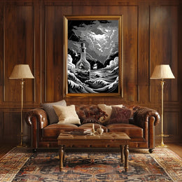 Stormy Seas in a Bottle Art Poster Print for Home Decor PosterGoat