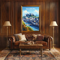 Salzburg's Iconic Cityscape Travel Poster