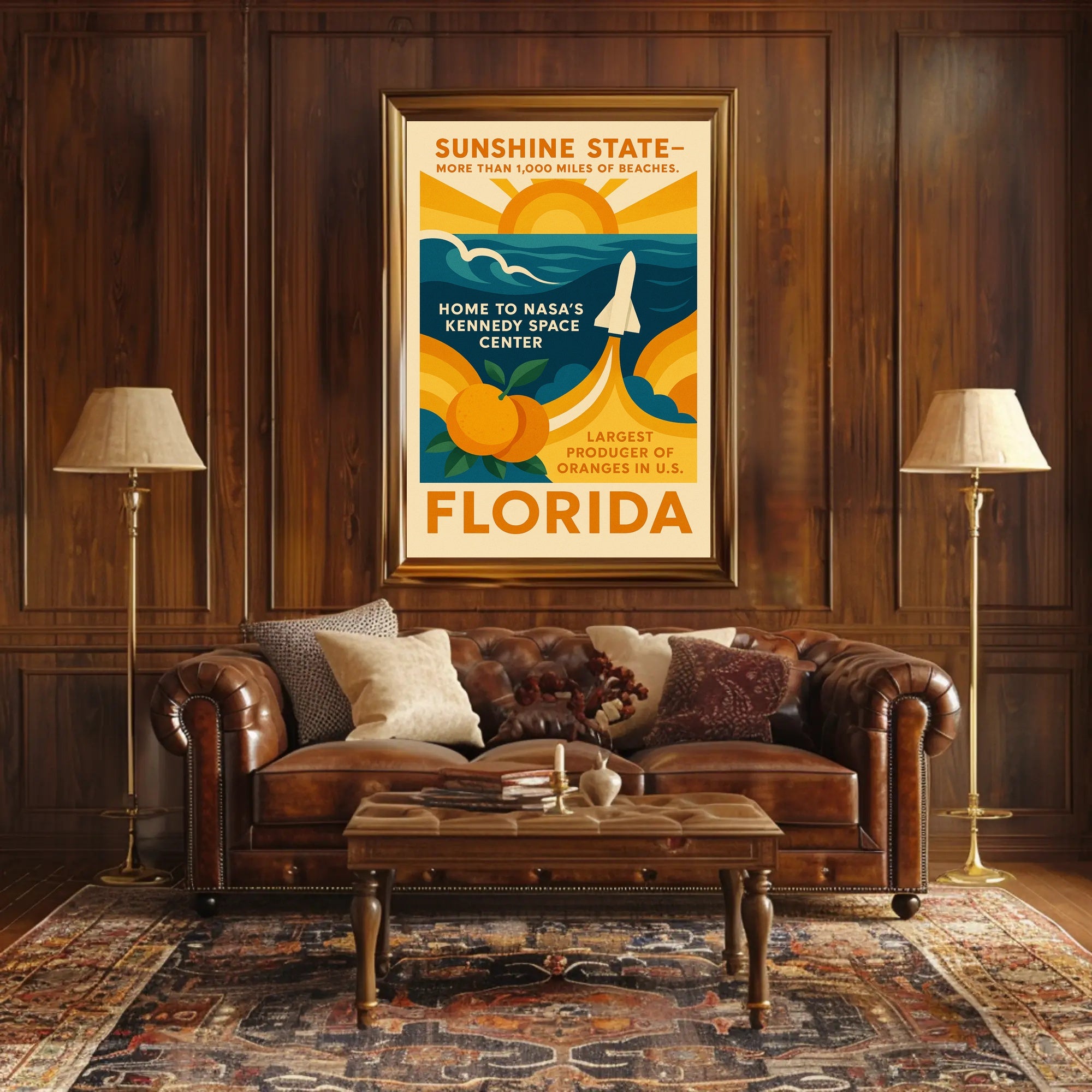Florida's Vibrant Tribute: Retro Travel Poster