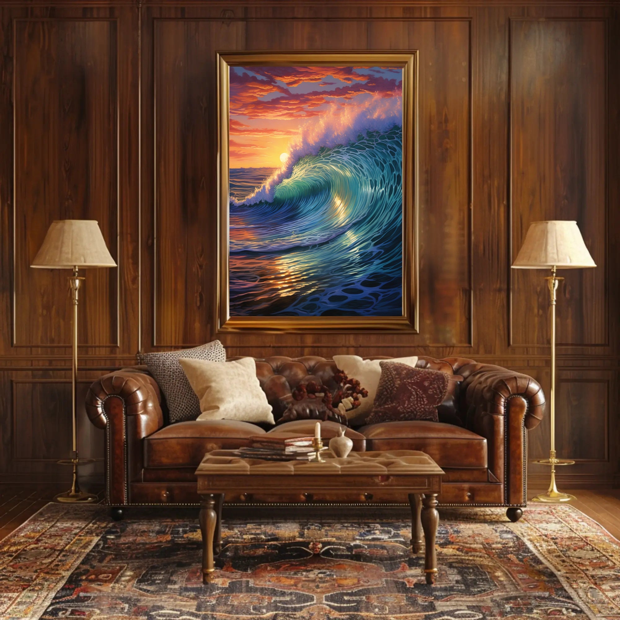 Ocean Wave At Sunset Art Print - Artistic Poster