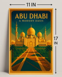 Abu Dhabi Oasis Elegance Vintage Travel Poster