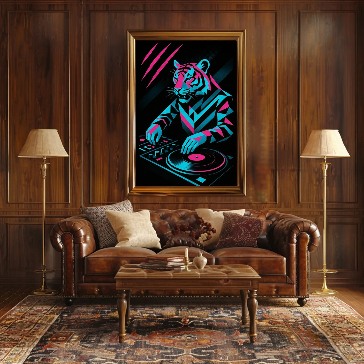 Neon Tiger Dj Poster