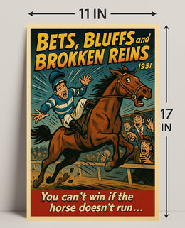 Dramatic Horse Race Scene Mid-Century Sports Poster