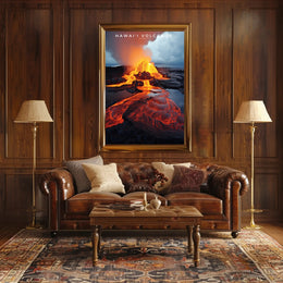 Hawaii Volcano Eruption Poster Travel Wall Art