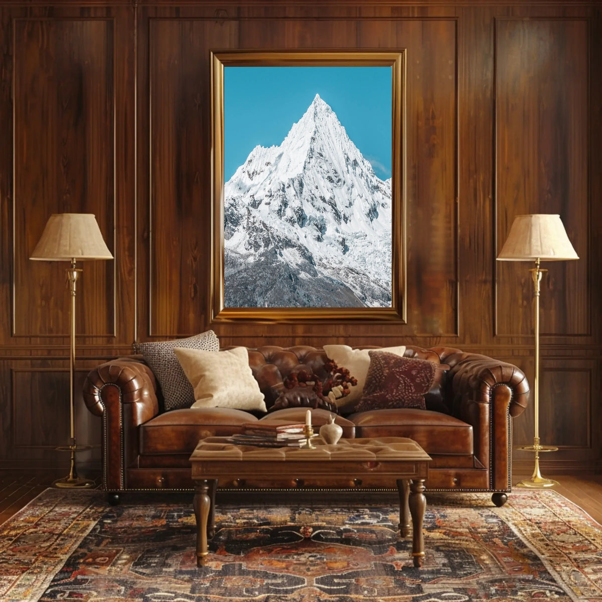 Majestic Snowy Mountain Under Blue Sky National Park Poster