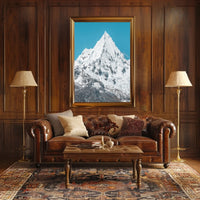 Majestic Snowy Mountain Under Blue Sky National Park Poster