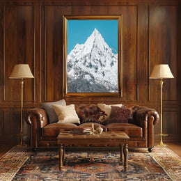 Majestic Snowy Mountain Under Blue Sky National Park Poster
