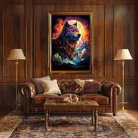 Majestic Wolf Psychedelic Landscape Art Poster