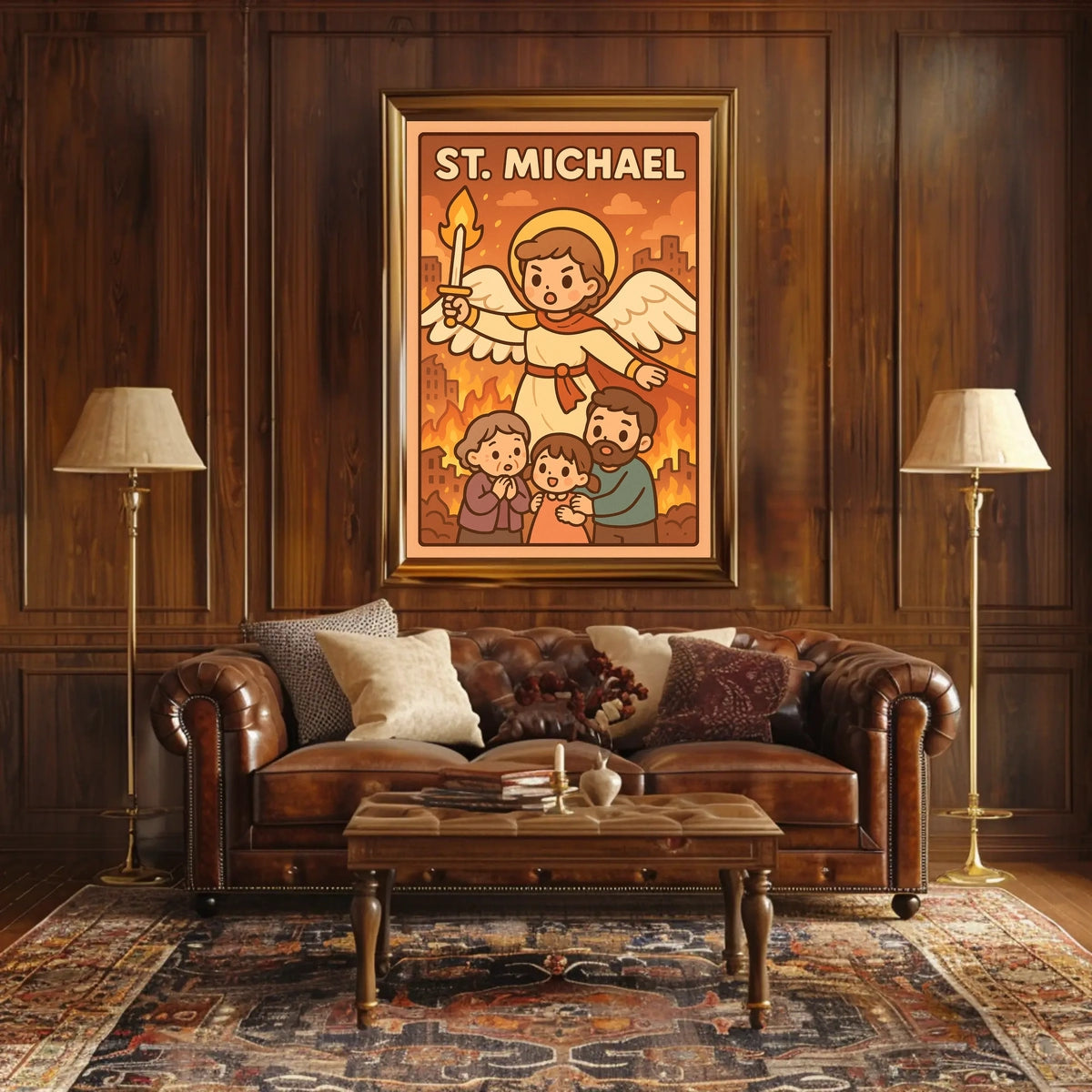 St. Michael Protector In Flames Poster