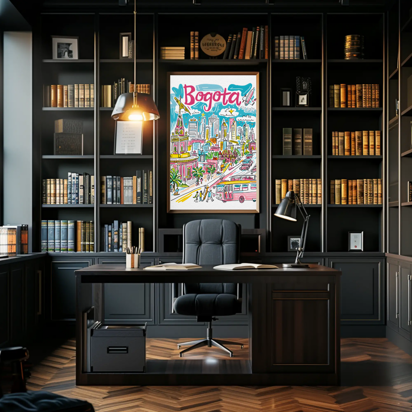 Bogota Colombia Colorful Urban Skyline Travel Poster