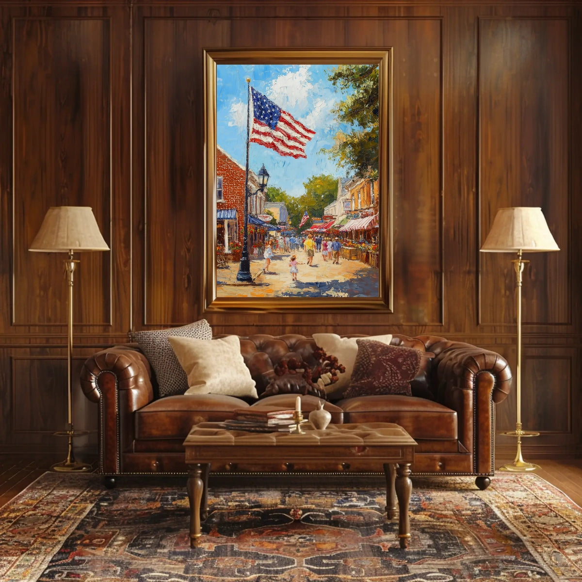 Classic American Town Square Scene Main Street Poster