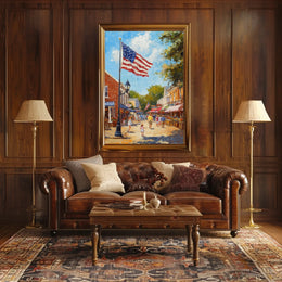 Classic American Town Square Scene Main Street Poster