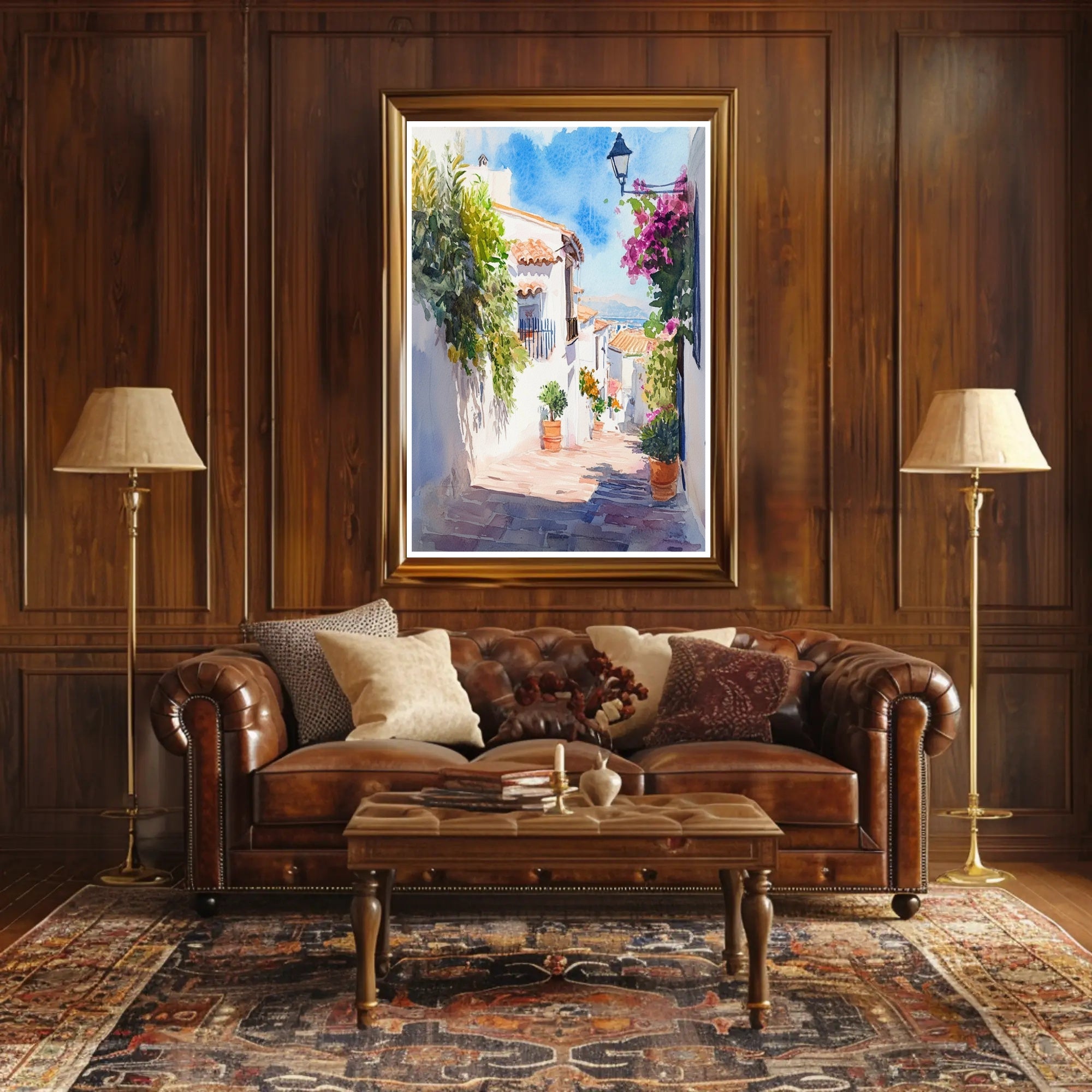 Sunlit Mediterranean Alley Poster PosterGoat
