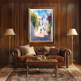 Sunlit Mediterranean Alley Poster PosterGoat