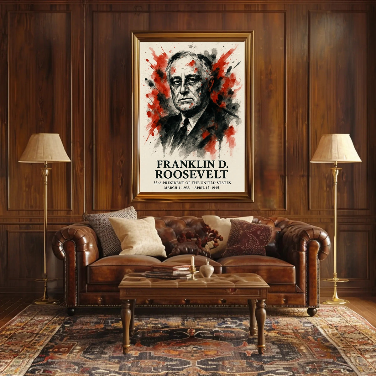FDR Patriotic Portrait Vintage Historical Presidential Poster