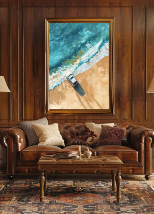 Adventure Awaits: Modern Beach Scene Travel Poster