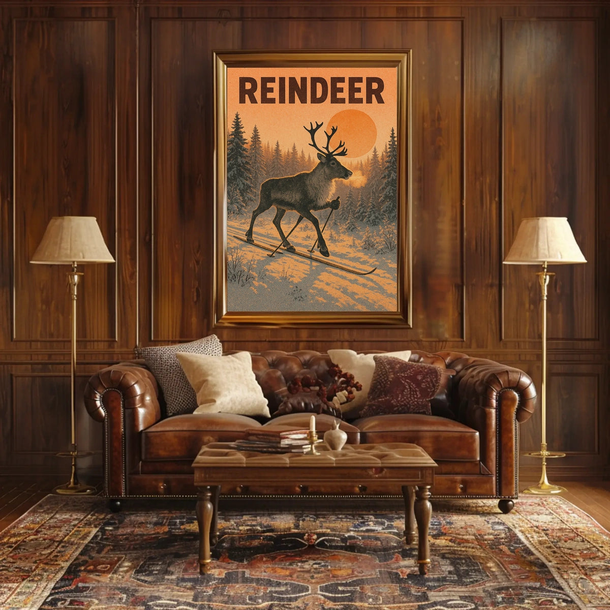 Reindeer On Skis Poster