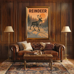 Reindeer On Skis Poster