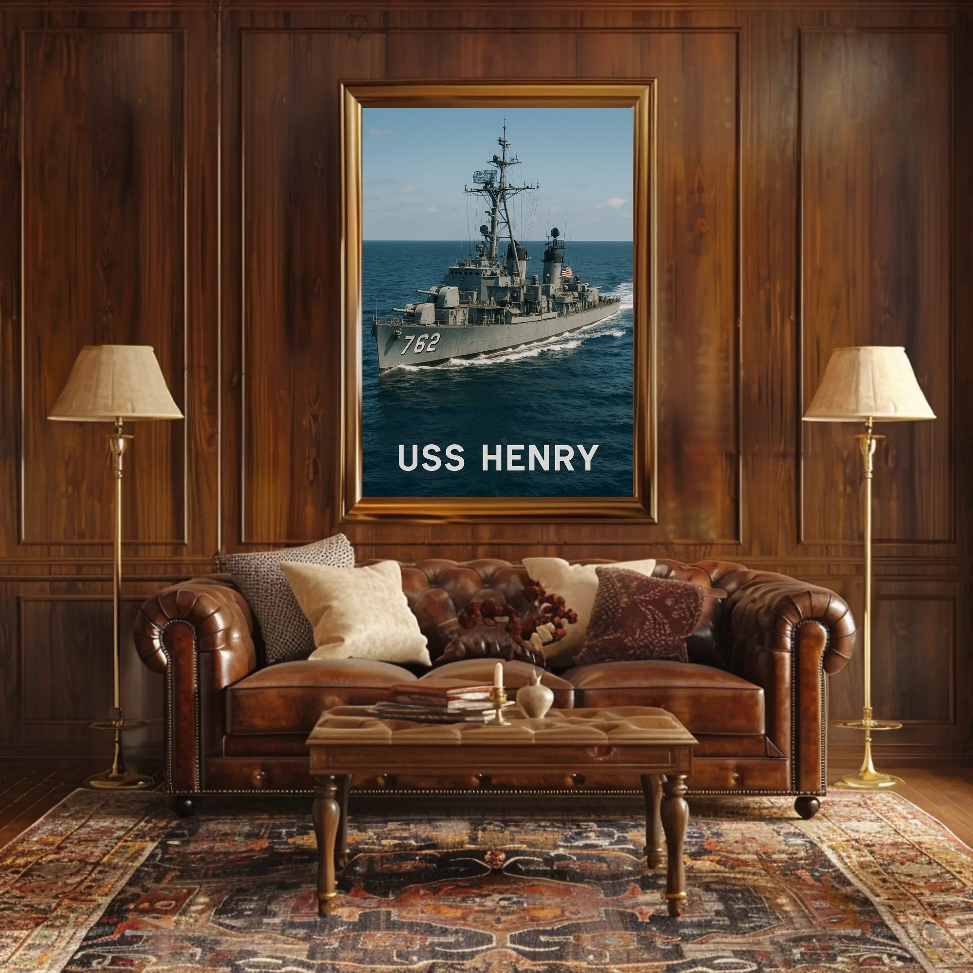 USS Henry Naval Ship Poster Vintage Maritime Wall Art