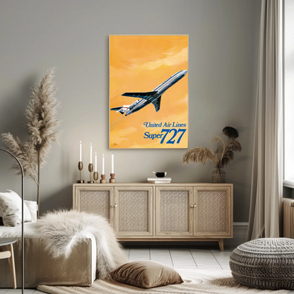 United Airlines Super 727 Vintage Poster