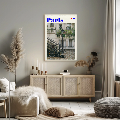 Parisian Street Bike Scene Vintage Travel Poster