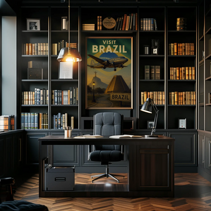 Visit Brazil Scenic Landmarks Flight Travel Poster