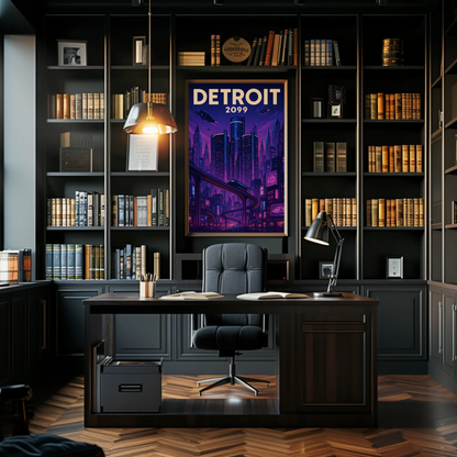 Detroit 2099: A Neon Dream Travel Poster