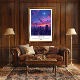 Tokyo Skytree at Twilight Urban Cityscape Poster