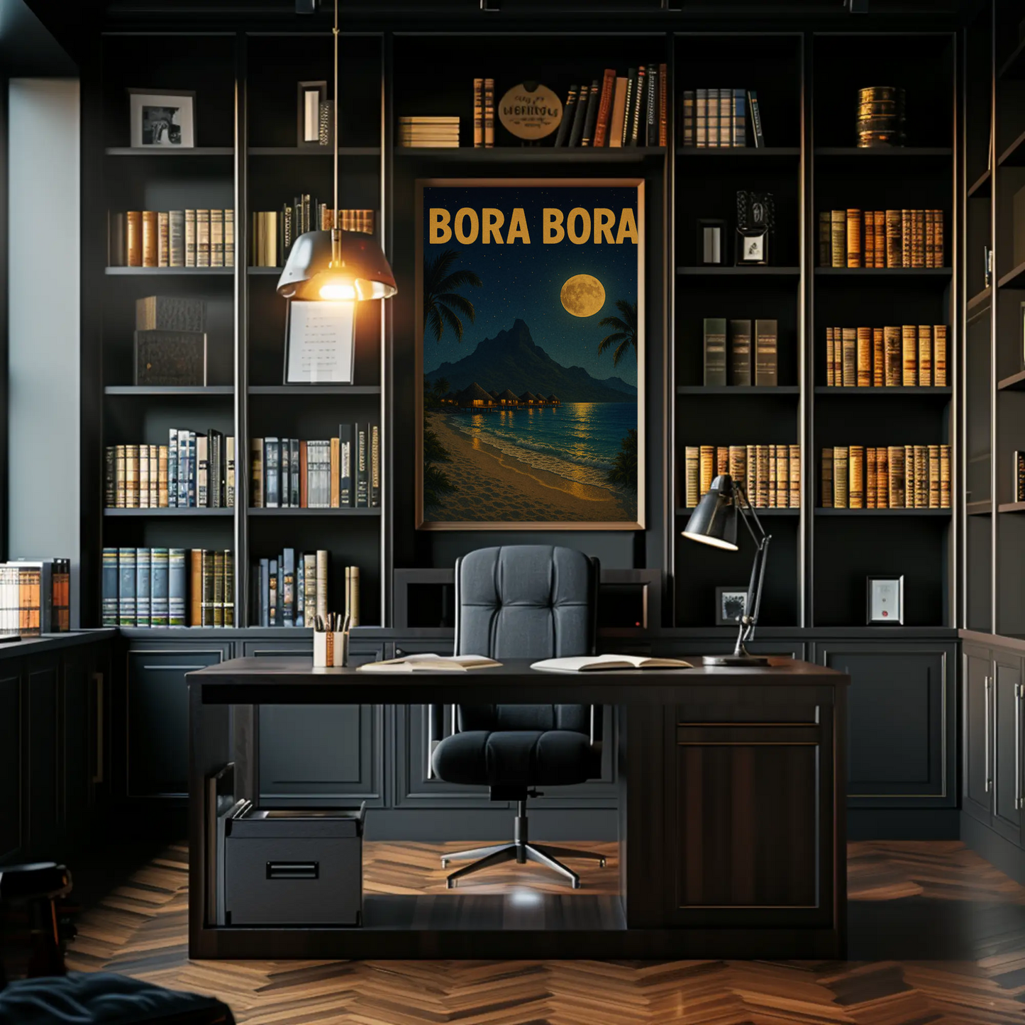 Bora Bora Moonlit Beach Paradise Travel Poster