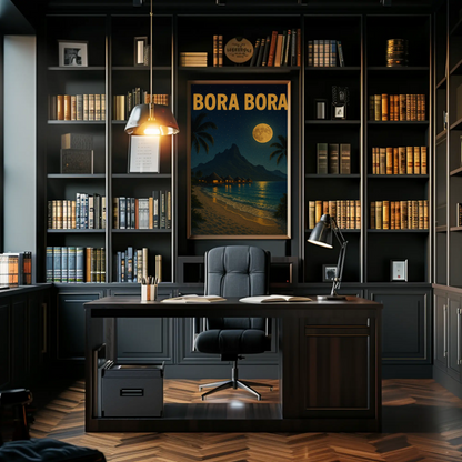 Bora Bora Moonlit Beach Paradise Travel Poster